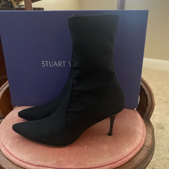Stuart Weitzman Axiom Black Heeled Booties - Picture 7 of 11